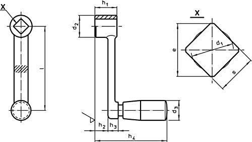 HALDER 24330.0520 Handkurbeln, Stahl, Schwarz, l=80 mm/s=10 mm l=80 mm / s=10 mm, l=80 mm / s=10 mm