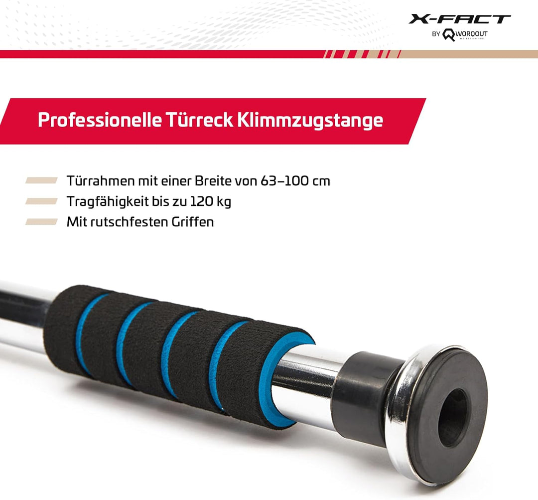 Türreck Klimmzugstange Pullup Bar – Verstellbare Stange für Türrahmen (63–100 cm), ohne Schrauben, b