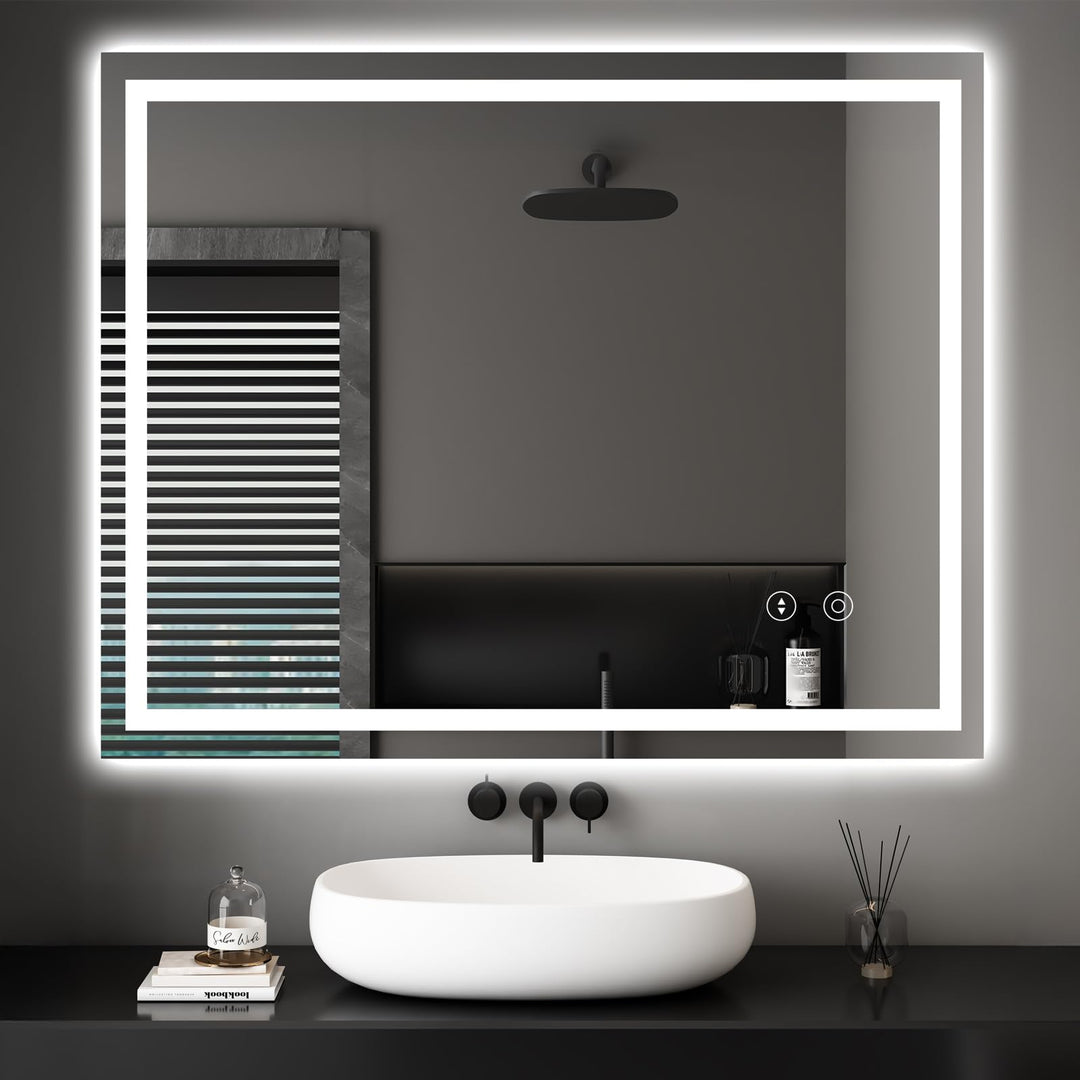 Dripex Badspiegel mit Beleuchtung Led Spiegel mit Touch-Schalter, Dimmbar, 3 Lichtfarbe Einstellbare