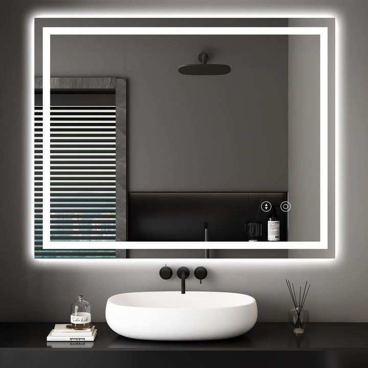 Dripex Badspiegel mit Beleuchtung Led Spiegel mit Touch-Schalter, Dimmbar, 3 Lichtfarbe Einstellbare