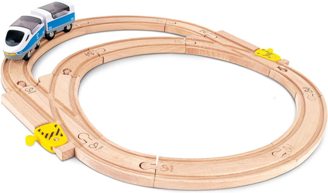 Hape Mechanische Y-Eisenbahnschienen 2 Stück Holz - Robustes Erweiterungsset für Holzeisenbahnen, kr
