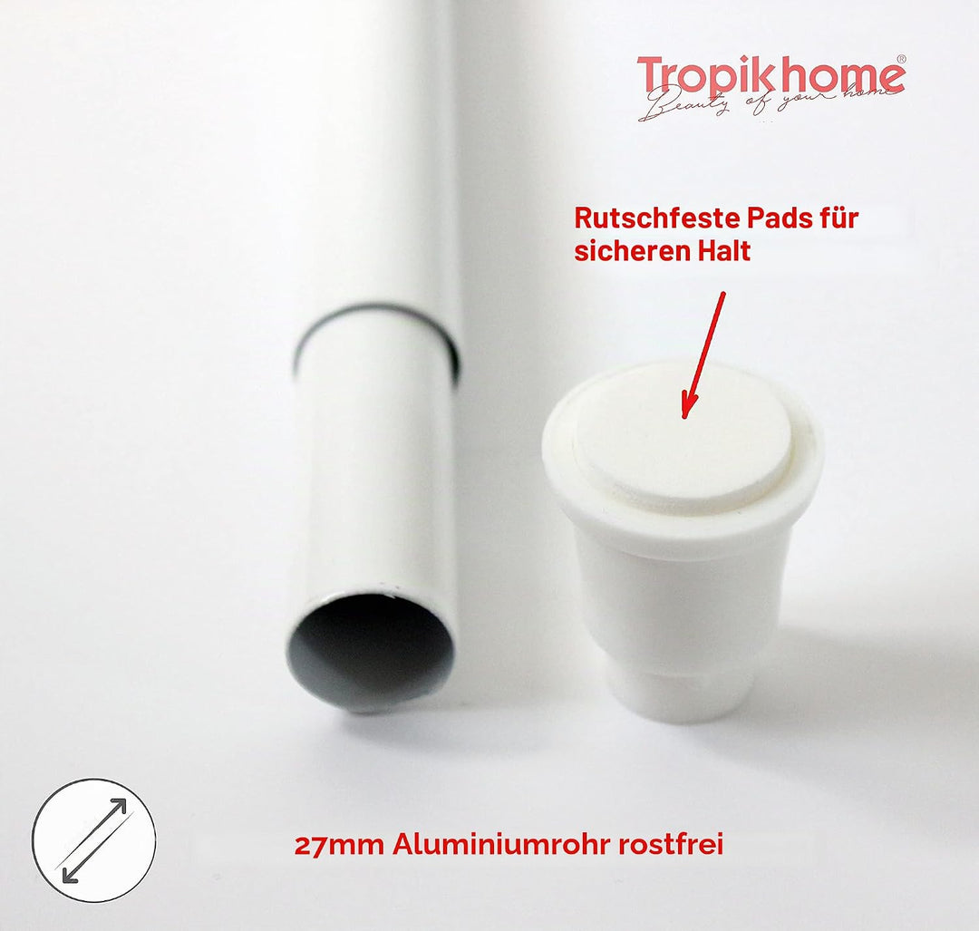 ALU DUSCHVORHANGSTANGE 140 cm - 250 cm WEISS TELESKOPSTANGE KLEMMSTANGE! SPRING SHOWER ROD WHITE!