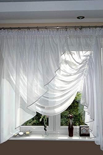 TOP Fertig-Gardine aus Voile NEU Top Design Set Schöne Küche-Gardine mit Kräuselband AG8 Modern (Sch