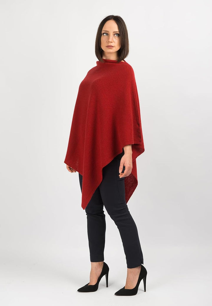 Dalle Piane Cashmere - Poncho aus 100% Kaschmir - Made in Italy - für Frau Einheitsgrösse Rot, Einhe