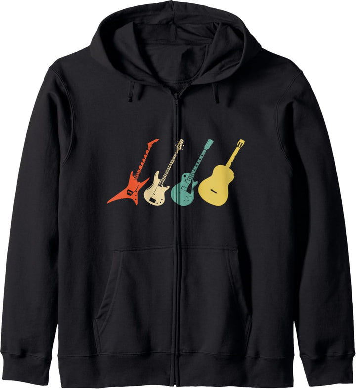 Vintage Gitarre Akustik und E-Gitarre Instrument Geschenk Kapuzenjacke