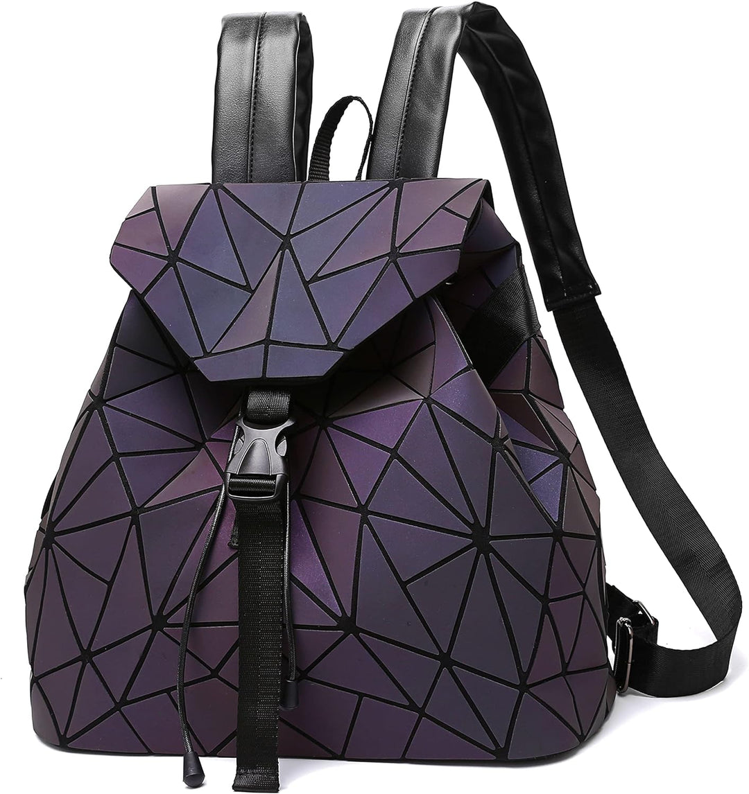 Nevenka Laptop Rucksack Geometrisch für Damen Holographisch Outdoor Rucksack Mädchen mit Verstellbar