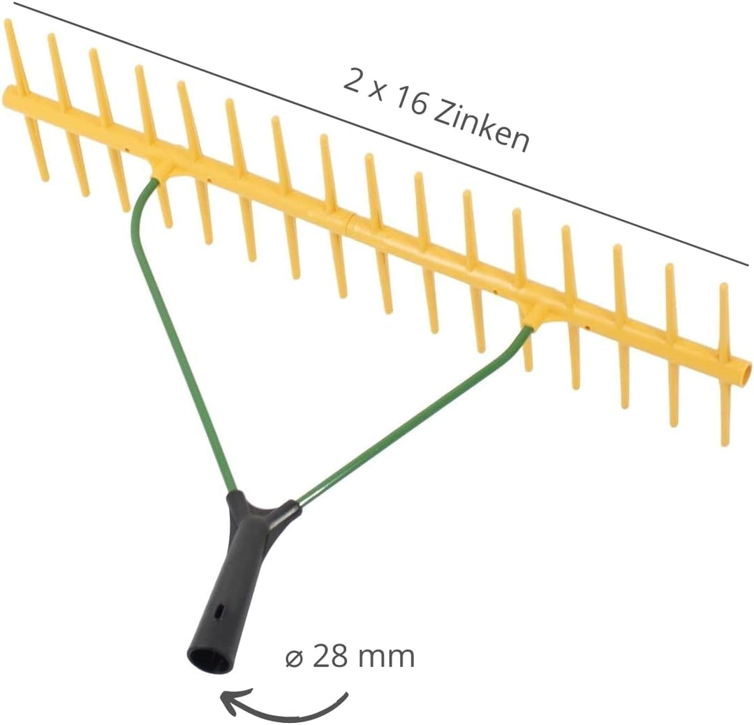 Rekord Rechen mit 2x16 Zinken aus Kunststoff, zweiseitig ohne Stiel Breite: 64 cm Gartenrechen, Heur