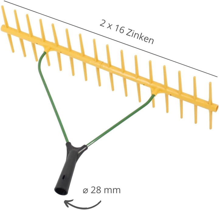 Rekord Rechen mit 2x16 Zinken aus Kunststoff, zweiseitig ohne Stiel Breite: 64 cm Gartenrechen, Heur