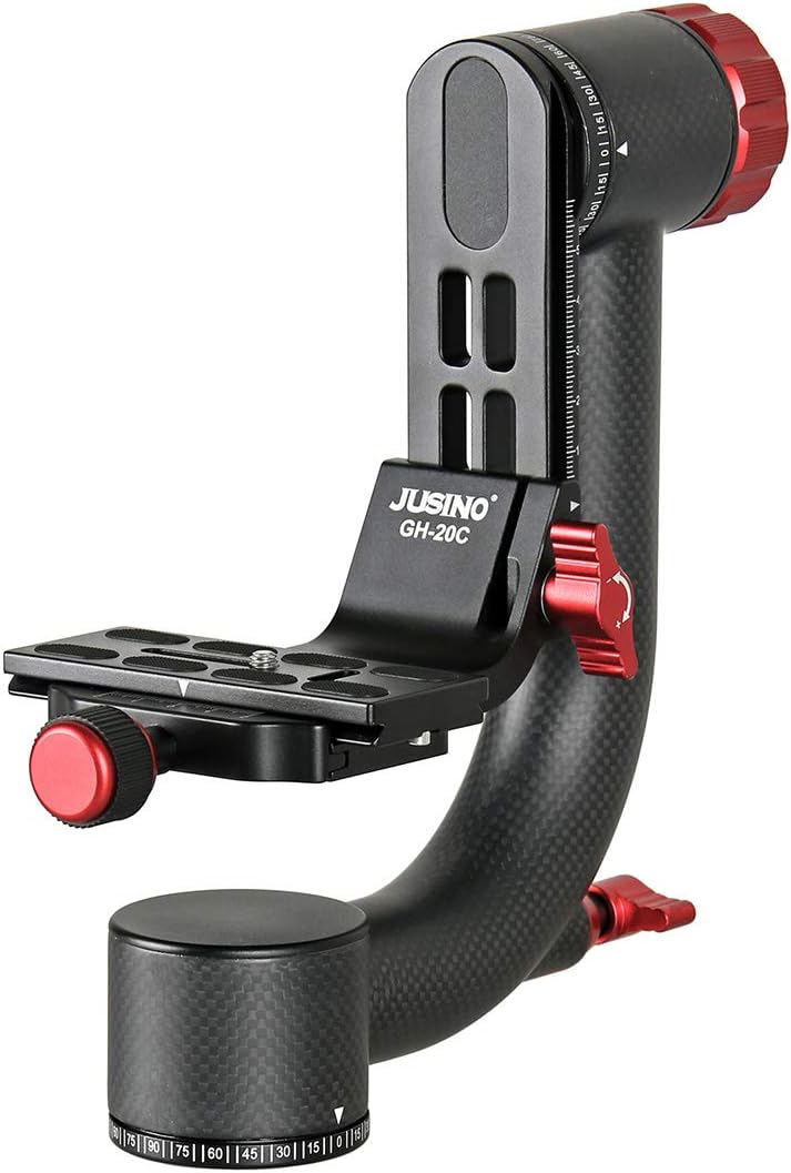 JUSINO Karbon Gimbal Head GH-20C, grosser Kardankopf für Kameras mit Teleobjektiv, 15kg Tragfähigkei