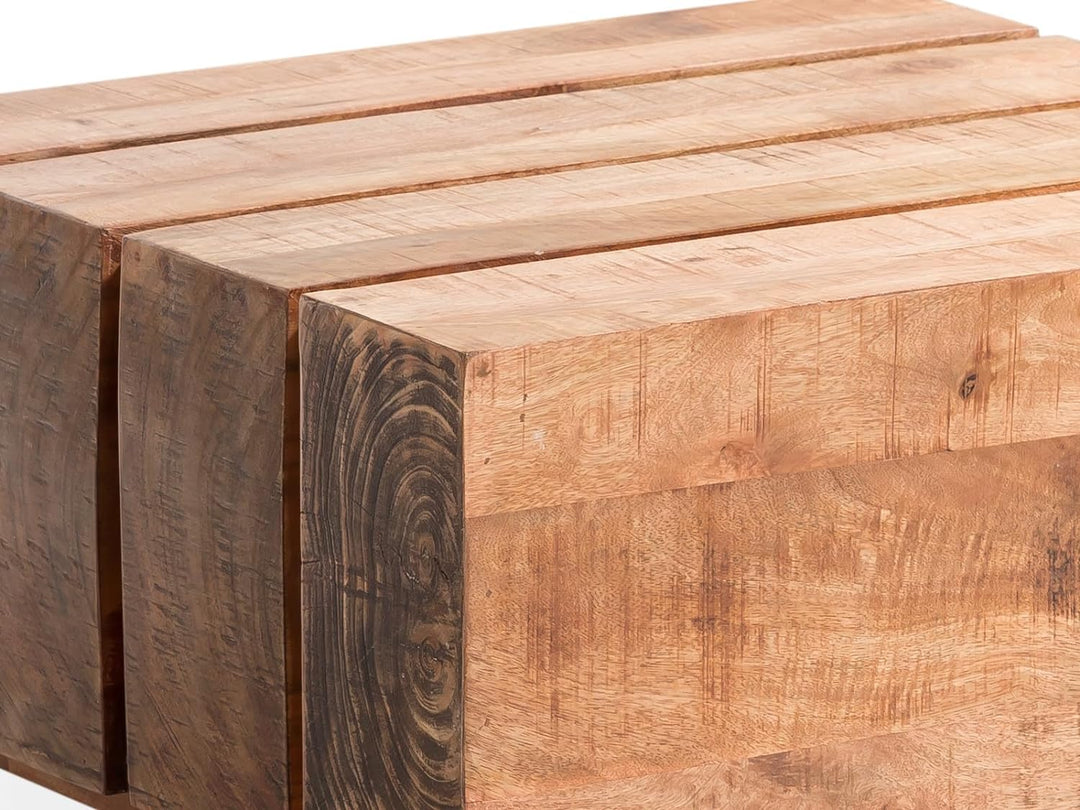 Woodkings Couchtisch Dakota | 70x70 aus rustikalem Massivholz | Balkentisch für das Wohnzimmer | Lan