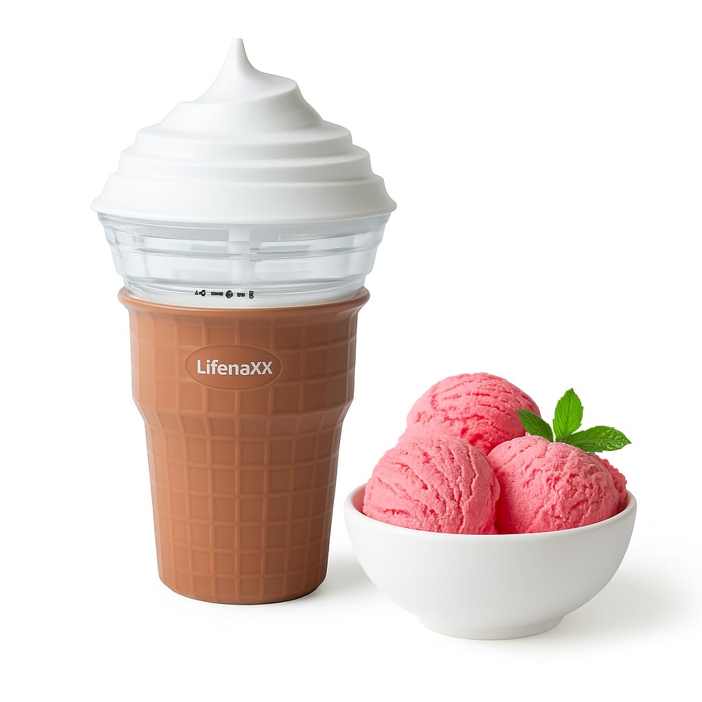 Lifenaxx Mini-Eismaschine 450ml – Kompakte Eis- & Slush-Maschine mit USB-Anschluss, Gefrierbehälter