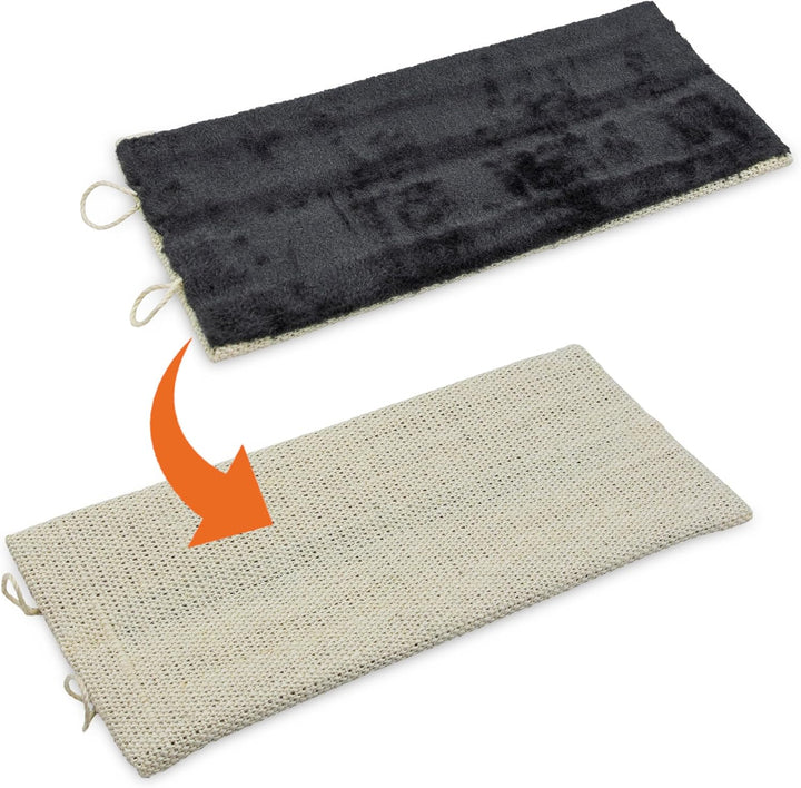 Katzen Kratzbrett klein mit 2 verschiedenen Seiten - 50 x 22 cm - Sisal und Plüsch Kratzecke zum Leg