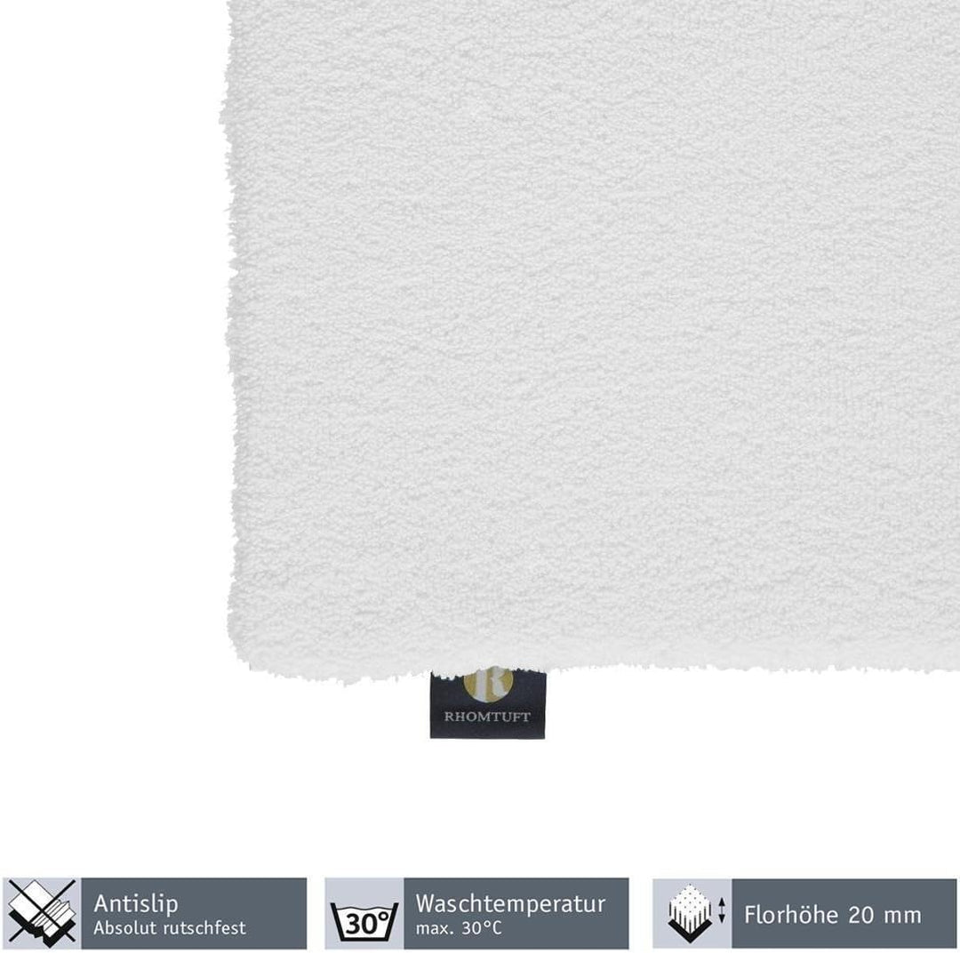 Rhomtuft Badteppiche Square Weiss - 01 Toilettenvorlage mit Ausschnitt 55x60 cm, Toilettenvorlage mi
