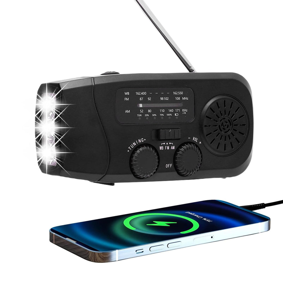 Handkurbel-Notfall Radio, 2000mAh AM/FM/NOAA Solar-Handkurbel-Notfall Radio mit 4 LED-Taschenlampen,