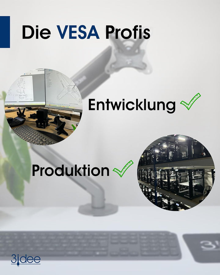 3IDEE VESA Adapter, VESA Mount kompatibel mit HP All-in-One PC (ProOne 400 G6) - VESA Halterung 75x7