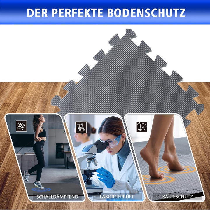 Bodenschutzmatte XXL Dicke [32x32cm] - extra dick 2.5cm [+150% mehr Schutz] - 6/12/18/36 Puzzlematte