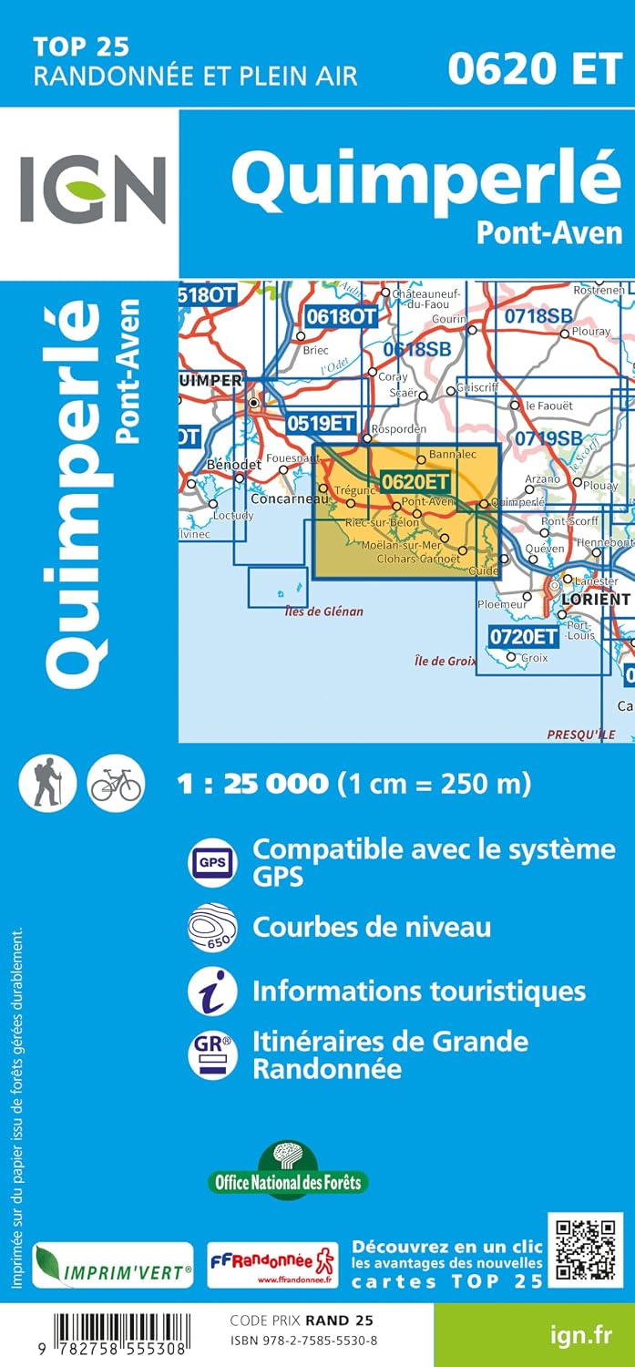 0620ET Quimperlé Pont-Aven: 1:25000 (TOP 25), Karte