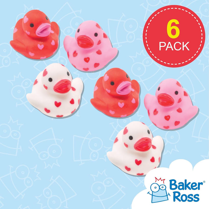 Baker Ross AF217 Mini-Herz, schwimmende Gummienten (6 Stück), perfekter Partygeschenk-Taschenfüller