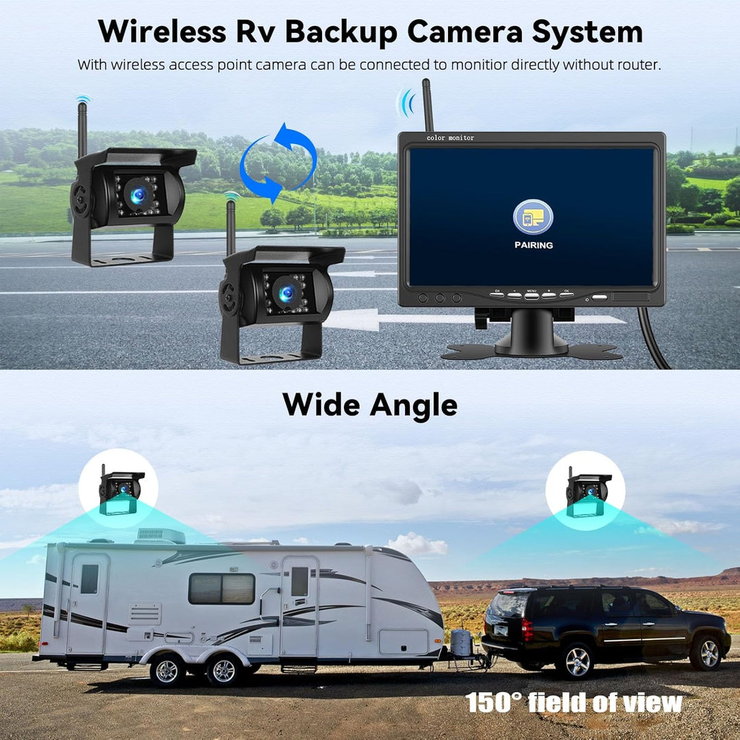 1080P HD Kabelloses Rückfahrkamera Set, Stabile WiFi Wireless Rückfahrkamera, 7 Zoll HD IP68 Wasserd