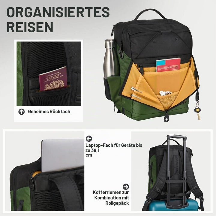 Cabin Max Handgepäck-Rucksack 40x30x20 Ryanair Reiserucksack für Flugzeug 24L Inca Grün, 24L Inca Gr