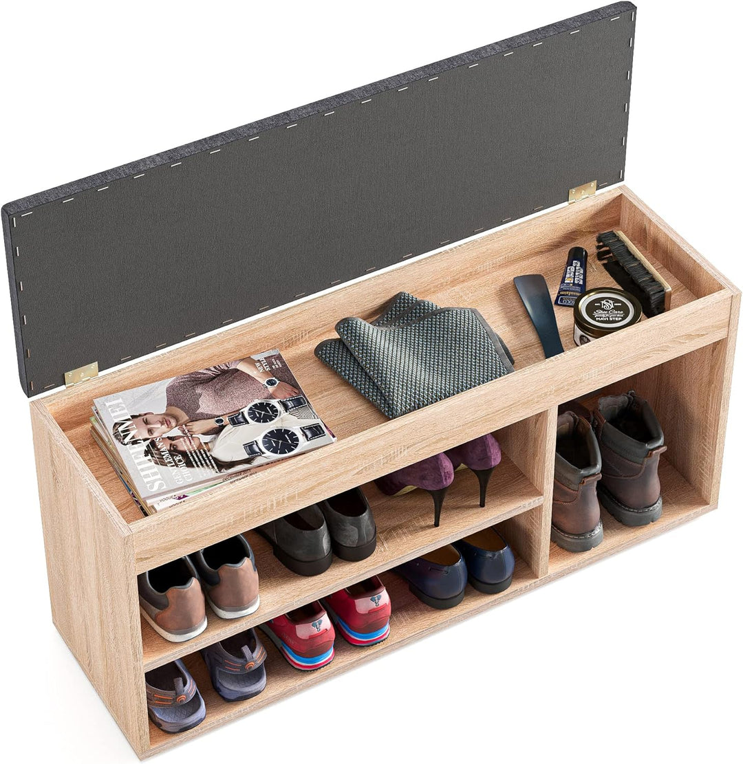 KOMTO Schuhschrank mit Sitzbank Flur - Schuhregal Bank mit Stauraum Schuhbank mit Sitzfläche | Garde