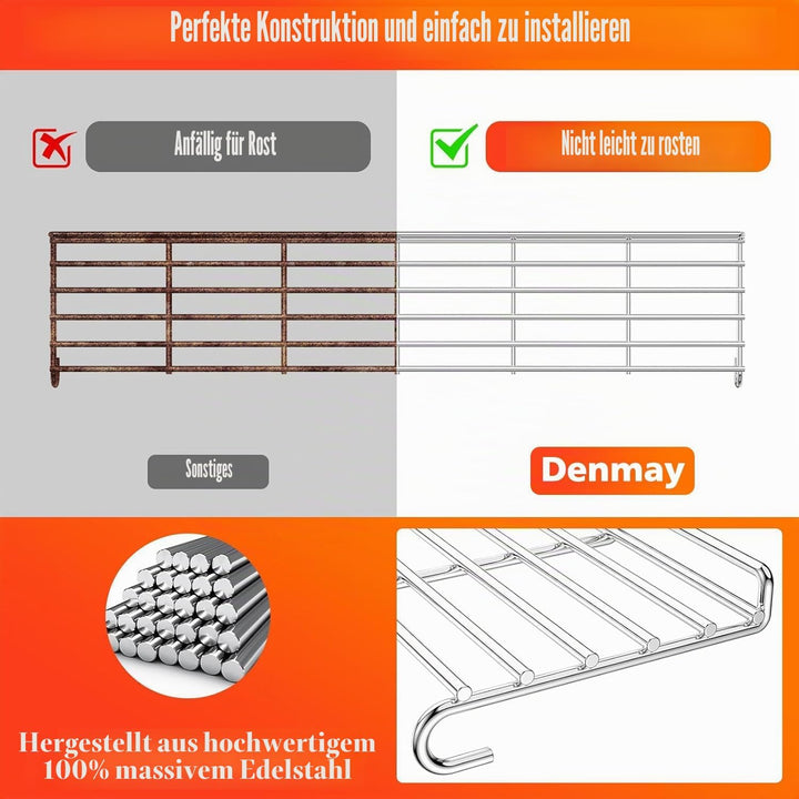 Denmay 66044 Edelstahl Warmhalterost, 65,4 cm, für Weber Genesis II E-310, E-315, E-320, E-330, E-33