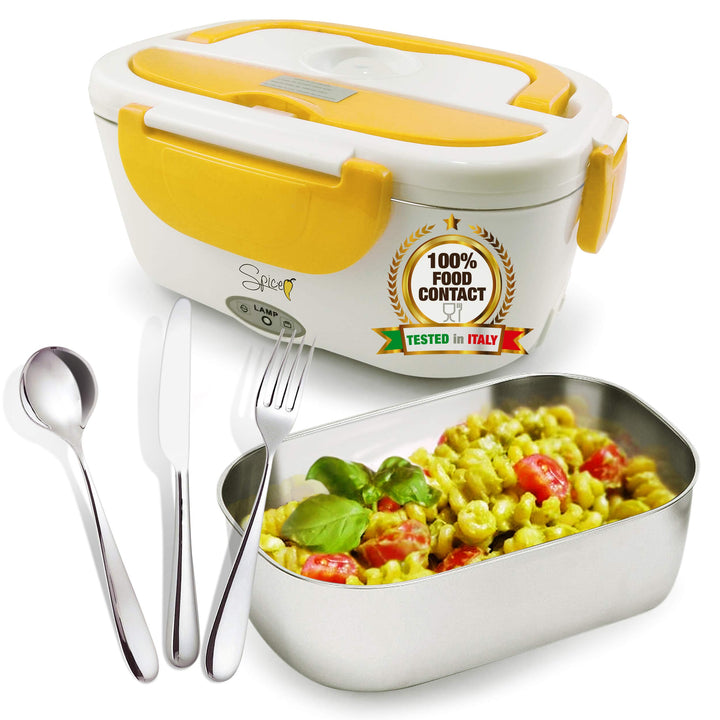 SPICE Amarillo Elektrischer Speisewärmer aus Edelstahl, Metall, gelb, 1,5 L +Set posate, 1,5 L +set