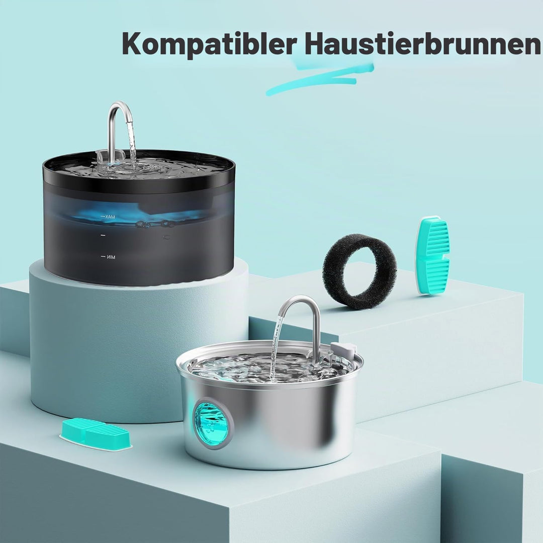 S7-6PCS FOFNON 12 Filter für Katzenbrunnen, 6 Stück Filter + 6 Stück Schaumstofffilter für Katzentri