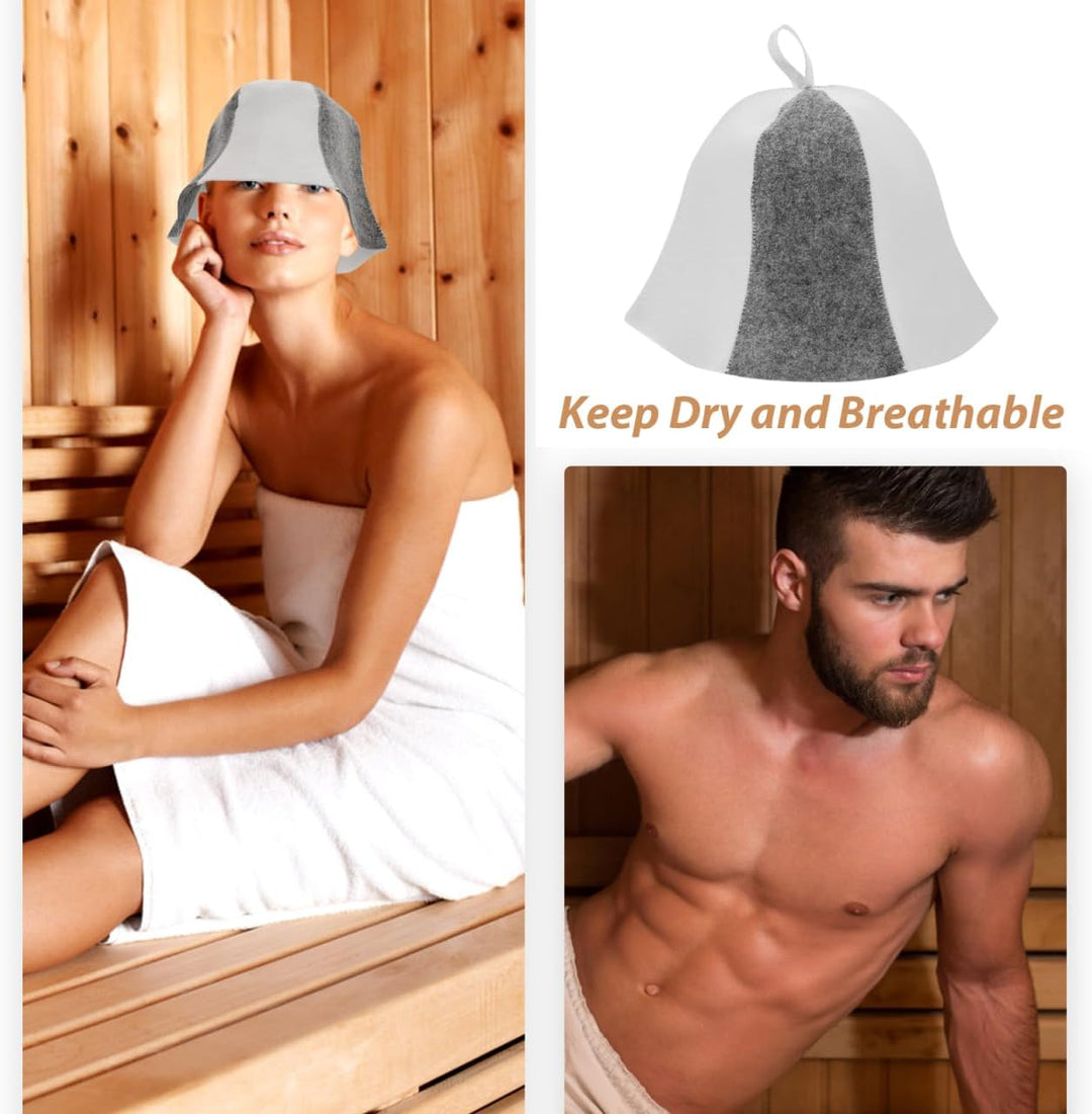 Felt Sauna Hut - Komfortable Sauna MüTze FüR Herren Und Damen Schutz FüR Kopf Und Augen Ideal FüR Da