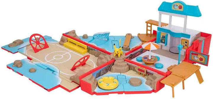 Pokémon PKW3424 - Tragbares Spielset - Strand-Arena, offizielle zusammenklappbare Spielwelt mit Pika