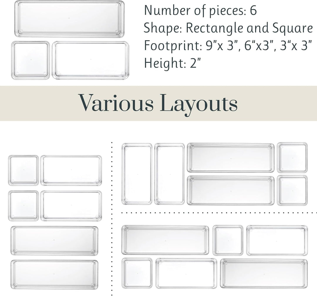 STORi Kosmetik- und Schreibtisch-Schubladen-Organizer, Kunststoff, transparent, 6 Stück 6 Piece, 6 P