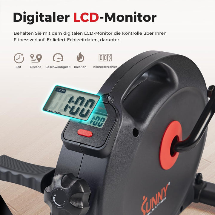 Sunny Health & Fitness Smart-Heimtrainer, Untertisch-Mini-Pedaltrainer mit Doppelfunktion für Senior