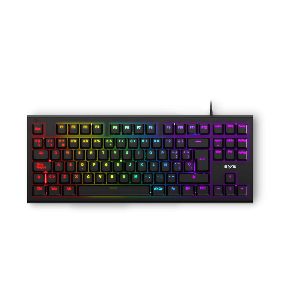 Energy Sistem Gaming Tastatur ESG K6 Mechanik (USB-Tastatur, LED Regenbogen Effekt Lichter, TKL Mech