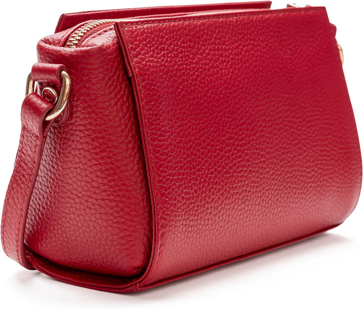 Lazarotti Bologna Leder Umhängetasche Damen | verstellbarer Schultergurt | mittelgrosse Crossbody Ba