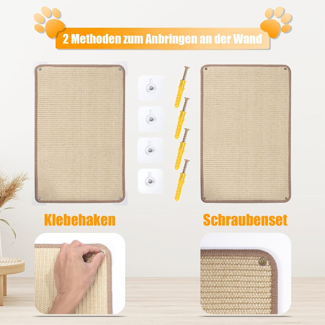 2 Stück Kratzmatte Katze 40x60CM Kratzbretter Natürliche Sisal Kratzmatte Katzenkratzmatte Kratzschu