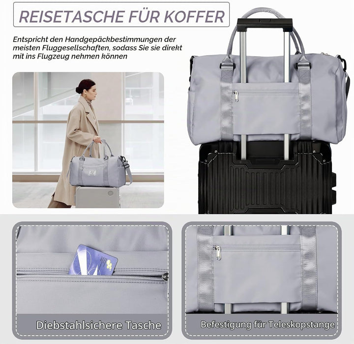 HYC00 Sport Duffel Bag Damen Handgepäck Sporttasche für Damen und Herren mit Nassfach &amp; Schuhfach, R
