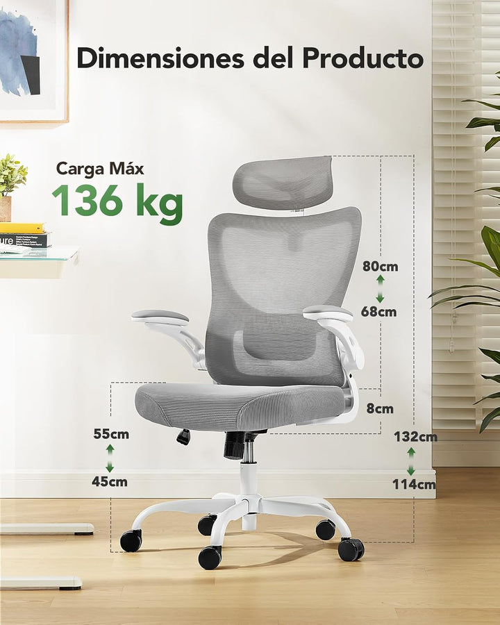Marsail Bürostuhl Ergonomisch: Schreibtischstuhl mit hohem Rückenlehne-Mesh und Verstellbarer Lenden