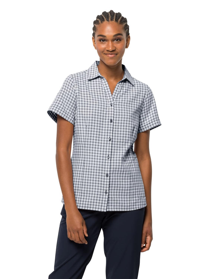 Jack Wolfskin Damen Kepler Shirt W Shirt Shortsleeve XS Night Blue Checks, XS Night Blue Checks