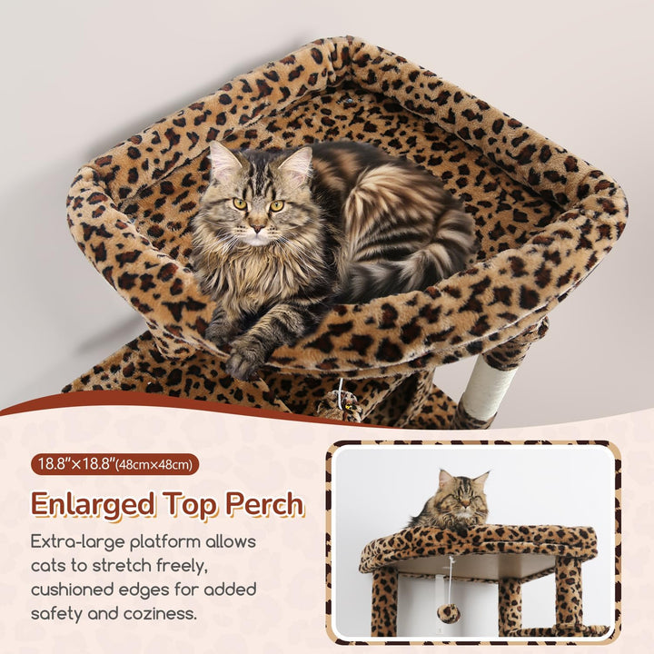 Globlazer Kratzbaum Grosse Leoparden 188 cm mit 2 Grosser Katzenhaus 50 * 30 * 30CM, Extragross Gepo