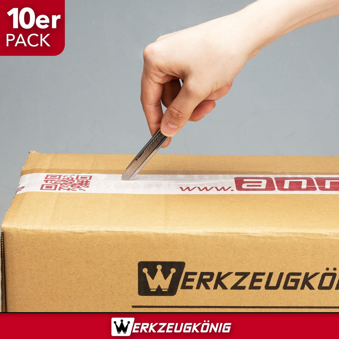 Cuttermesser 9mm Teppichmesser Edelstahl 10 Stck. + 100 Ersatzklingen 10 Stück, 10 Stück