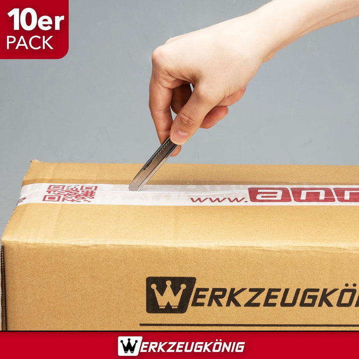 Cuttermesser 9mm Teppichmesser Edelstahl 10 Stck. + 100 Ersatzklingen 10 Stück, 10 Stück