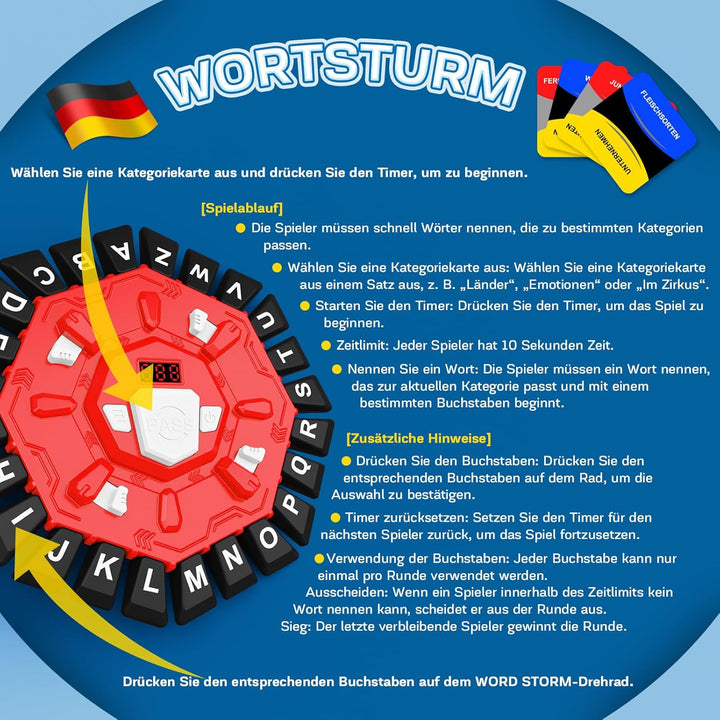 Wörter Spiel,Buchstaben Spiel Drücken mit Timer Deutsch,Familienspiele Brettspiele Partyspiele Worts