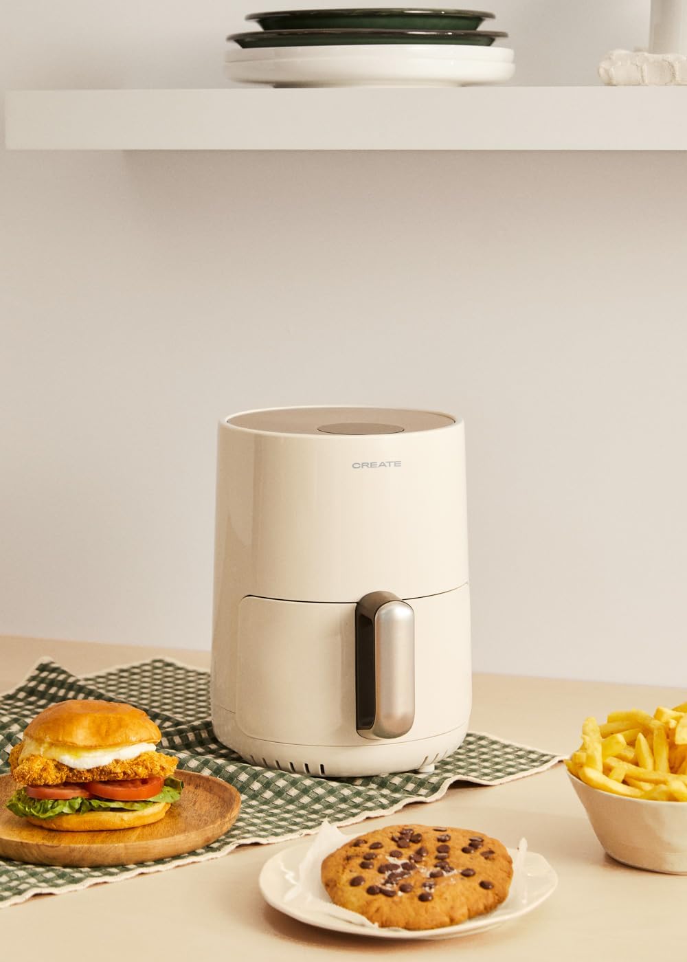 CREATE/FRYER AIR/Heissluftfritteuse 1.5L Cremeweiss/Antihaft-Korb, automatische Abschaltung, BPA-fre