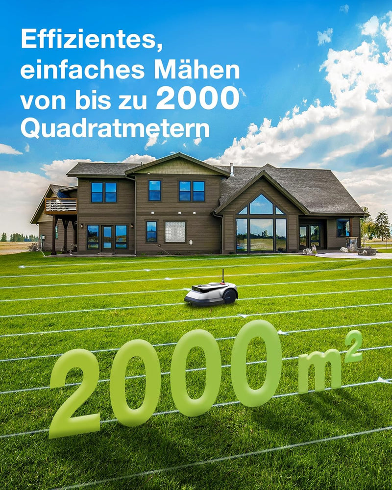 ECOVACS GOAT G1-2000 Mähroboter mit Robuster Garage & Auto-Verbindung-Modul, Ohne Begrenzungskabel f