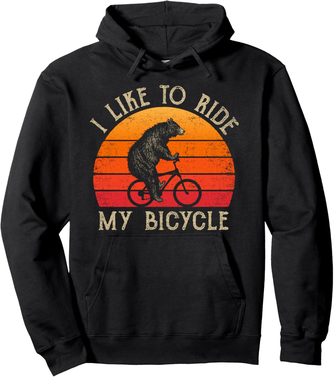 Retro Fahrrad bekleidung für Radfahrer Bär auf Fahrrad Pullover Hoodie