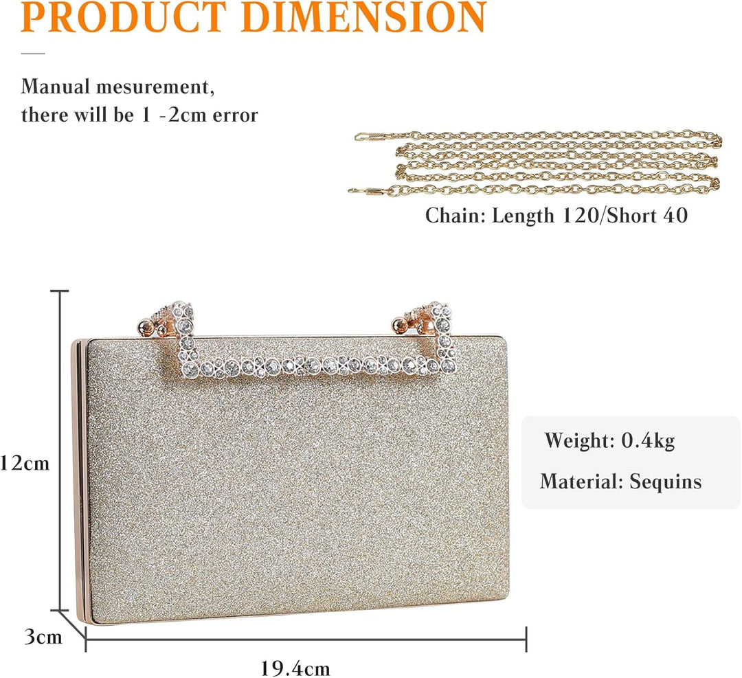 CORIOS Clutch Damen Glitzer Abendtasche Funkelnd Schultertasche Hochzeit Brautbörse Handtasche Glänz