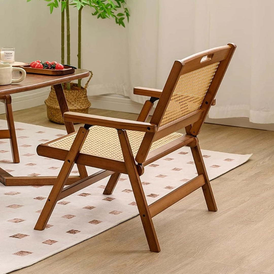 Mgchowue Holz Rattan Klappstühle, mit Polster, Tragbar Platzsparend Freizeitstuhl für Balkon und Woh