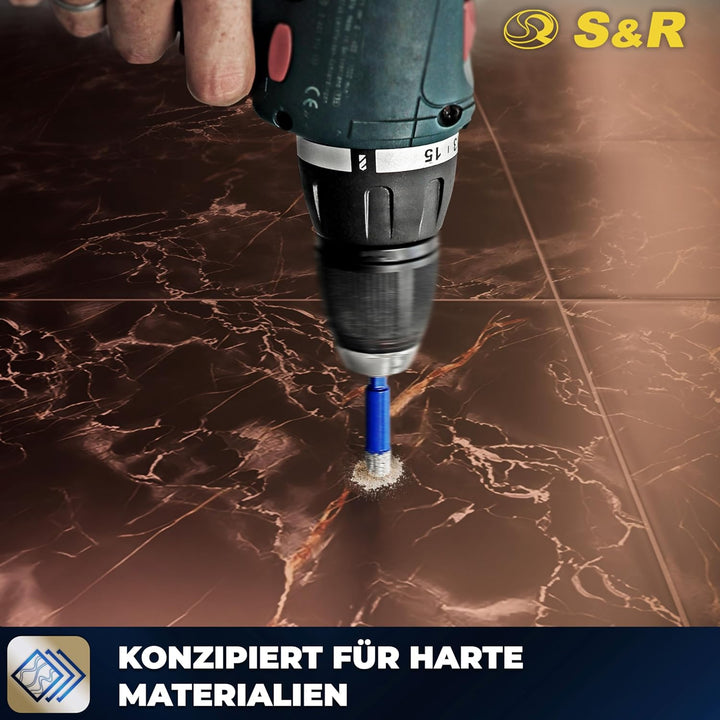 S&R Professional 2-tlg Set 6 mm Diamantbohrer, Diamant Fliesenbohrer und Karbid Glasbohrer, Keramikb
