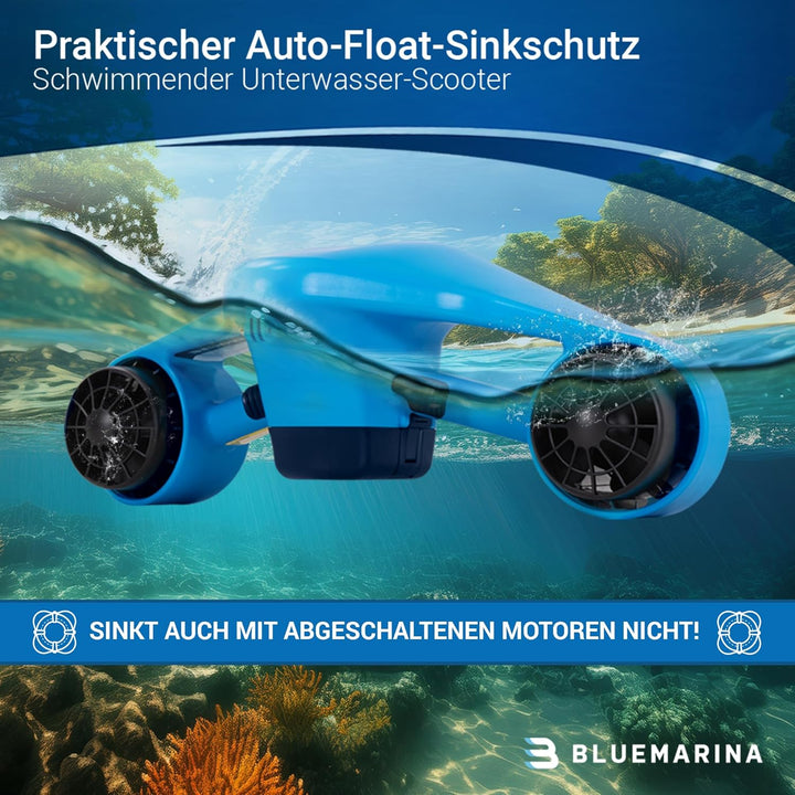 Bluemarina Tauchscooter Orca | Seascooter - 2 x 500 Watt Motoren - 3 Geschwindigkeiten - Topspeed 5.