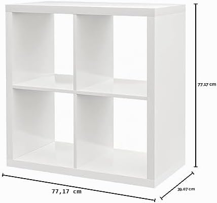 Kallax IKEA Regal – Bücherregal-4er-weiss Grösse: 77 X 77 cm, weiss-Glanz, 77x77 cm, Weiss-glanz
